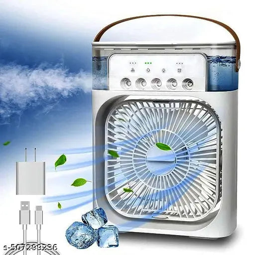 Portable Mini Cooler Rechargeable Air Conditioner Water Cooler Small AC for Office, Home Cooling, Summer Fan Evaporative Brush USB Compatible Cleaning 3 Fast Speed (Mini Cooler)
