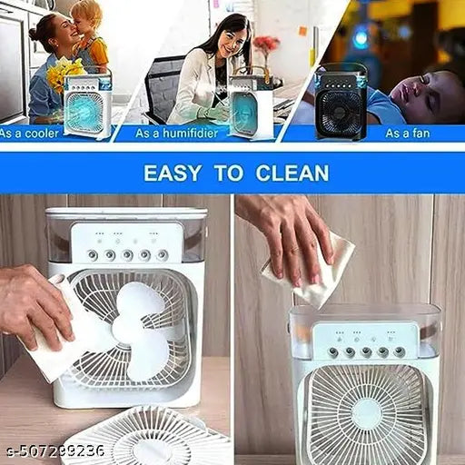 Portable Mini Cooler Rechargeable Air Conditioner Water Cooler Small AC for Office, Home Cooling, Summer Fan Evaporative Brush USB Compatible Cleaning 3 Fast Speed (Mini Cooler)