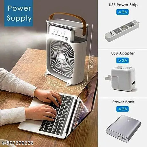 Portable Mini Cooler Rechargeable Air Conditioner Water Cooler Small AC for Office, Home Cooling, Summer Fan Evaporative Brush USB Compatible Cleaning 3 Fast Speed (Mini Cooler)