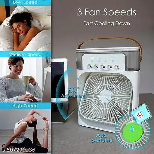 Portable Mini Cooler Rechargeable Air Conditioner Water Cooler Small AC for Office, Home Cooling, Summer Fan Evaporative Brush USB Compatible Cleaning 3 Fast Speed (Mini Cooler)